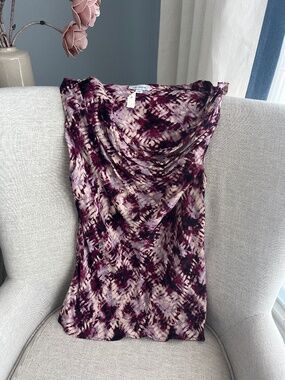 NWT Evereve Kayla Asymmetric Tank Top Purple Abstract Size S